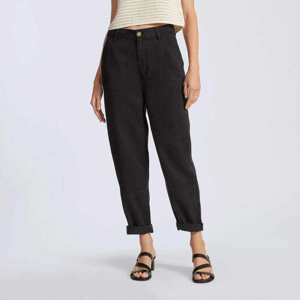 NWT Everlane Women's The TENCEL Relaxed Buttery Soft Chino Pant Black Size 00